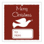Square Red Dove Christmas To From Hang Tag